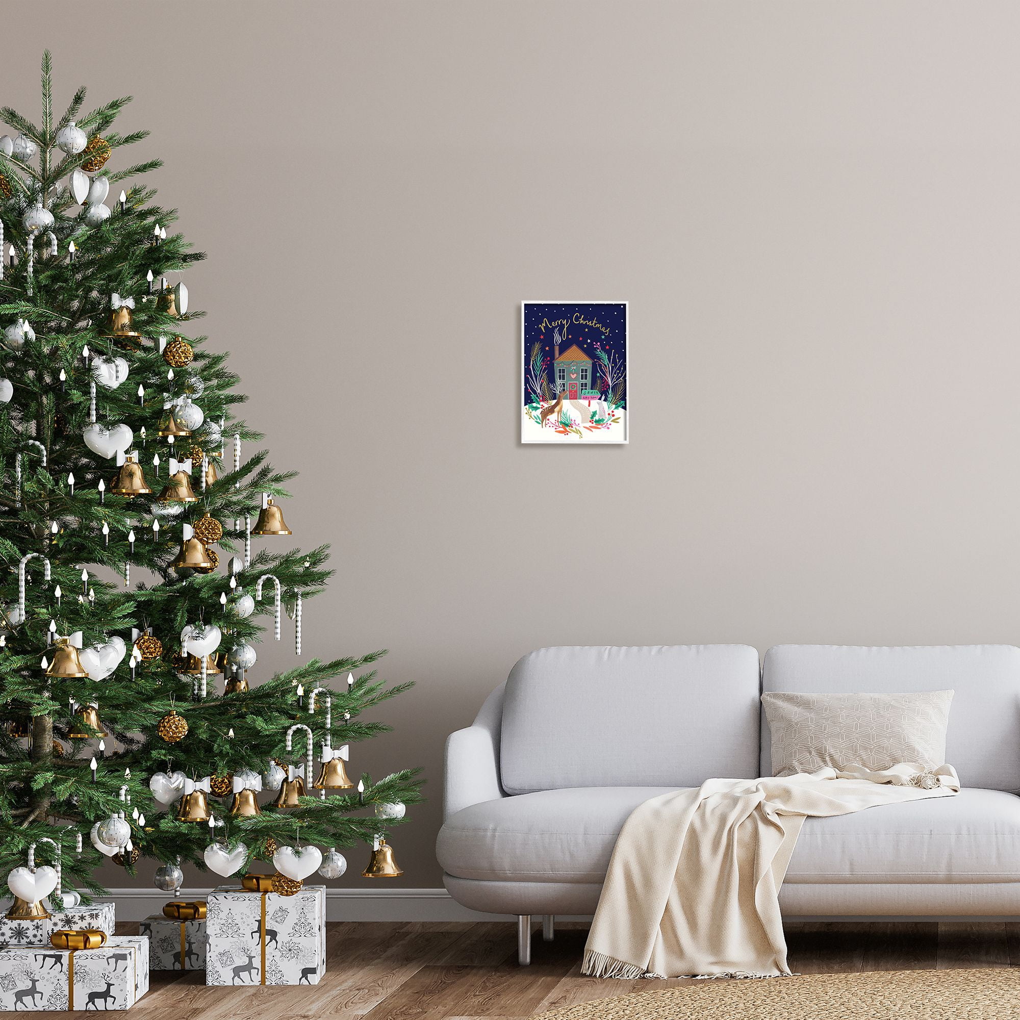 Stupell Indtries Merry Christmas Family Home Scene Festive Reindeer Holly,11 x 14,Design by Heather McLaughlin