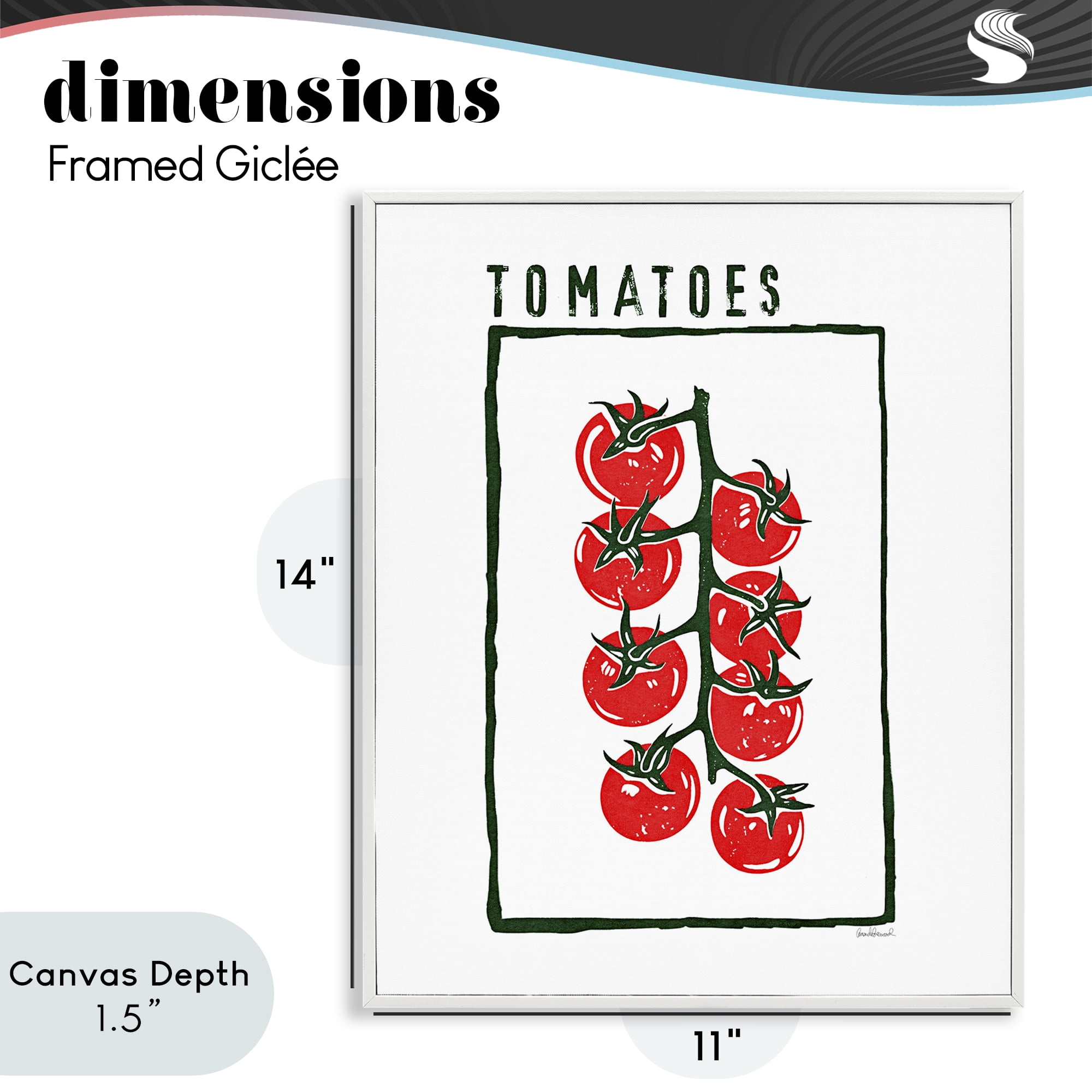Stupell Industries Ripe Tomatoes Cluster White Framed Giclee Art, design by Amanda Greenwood