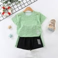 thumbnail image 3 of Toddler Boys Outfits 2 Piece Quick Drying Sweat Suit Short Sleeve Top with Shorts Summer Running WorkOut Activewear, Green, 8 Years, 3 of 3