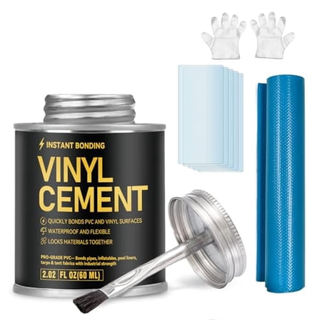 Vinyl Cement, 2.02 oz.can High Strength & Waterproof & Fast-Drying Vinyl Adhesive for Pools, Inflatables, Hot Tubs, Air Mattresses, PVC Pipes, Tarps, Boats, Rafts, Upholstery