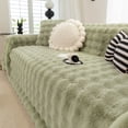 thumbnail image 2 of WOOW DEPOT Warm Faux Rabbit Fur Sofa Cover Machine Washable, Thick Throw Blanket L Shape Slipcover for 3 Cushion Couch, Green 71"x134", 2 of 8