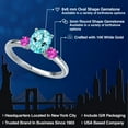 thumbnail image 2 of Gem Stone King 14K White Gold Blue Apatite and Pink Sapphire Engagement Ring for Women | 1.47 Cttw | Oval 8X6MM | Gemstone Birthstone | Size 5, 2 of 6