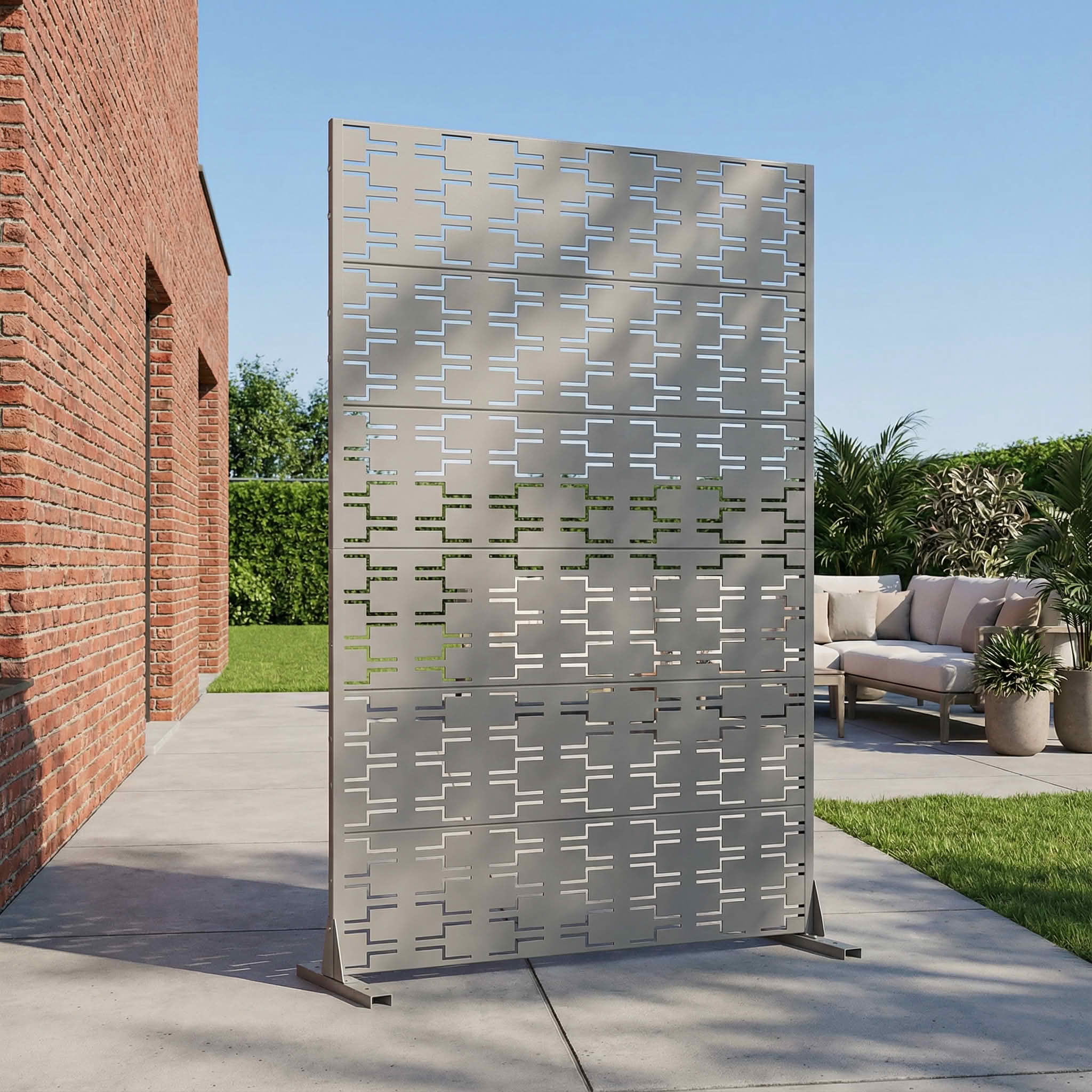 MAYEERTY 72x47 Gray Outdoor Natural Privacy Panel Screen, 6 Piece Set Natural Folding Divider for Backyard and Garden