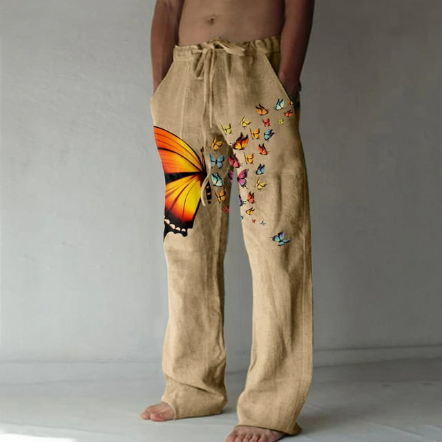 Pantalones largos casuales de pierna ancha para hombre, pantalones casuales estampados con cordones, pantalones de pierna ancha, pantalones deportivos, pantalones largos, pantalones para hombre