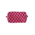 thumbnail image 3 of Bolsa de maquillaje de tela de punto, delineador de ojos cosmético, bolsa para lentes de contacto, organizador de bolso de baño para el hogar, Envolturas para manijas de equipaje  Rosa Plaid Sonducket AP009368-03, 3 of 6