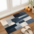 Abstract Geometric Door Mat Distressed Blue Black Grey Color Block ...