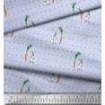 thumbnail image 3 of Soimoi Blue Heavy Satin Fabric Carrot & Rabbit Dots Printed Craft Fabric by the Yard 54 Inch Wide, 3 of 3