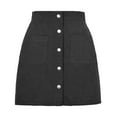 thumbnail image 6 of WTXUE Wrap Skirt, Women's Short Skirt Solid High Waist Zipper Autumn Winter Skirt Corduroy Hip Single Breasted Slim Fit Solid Skirt, Black Mini Skirt, 2# Black XL, 6 of 6