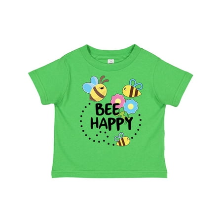 

Inktastic Bee Happy with Flowers Gift Toddler Boy or Toddler Girl T-Shirt