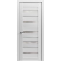 Solid French Pre-Hung Door Frosted Glass | Quadro 4445 White Silk | Single Regular Panel Frame Trims Handle | Bathroom Bedroom Sturdy Doors -36" x 96"