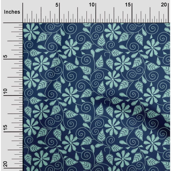 oneOone Organic Cotton Voile Fabric Swirl|Leaves & Floral Artistic Print Fabric by Yard 42 Inch Wide