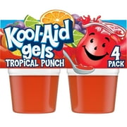 Kool-Aid Gels Tropical Punch Jell-O Gelatin Snacks, 4 Ct Cups