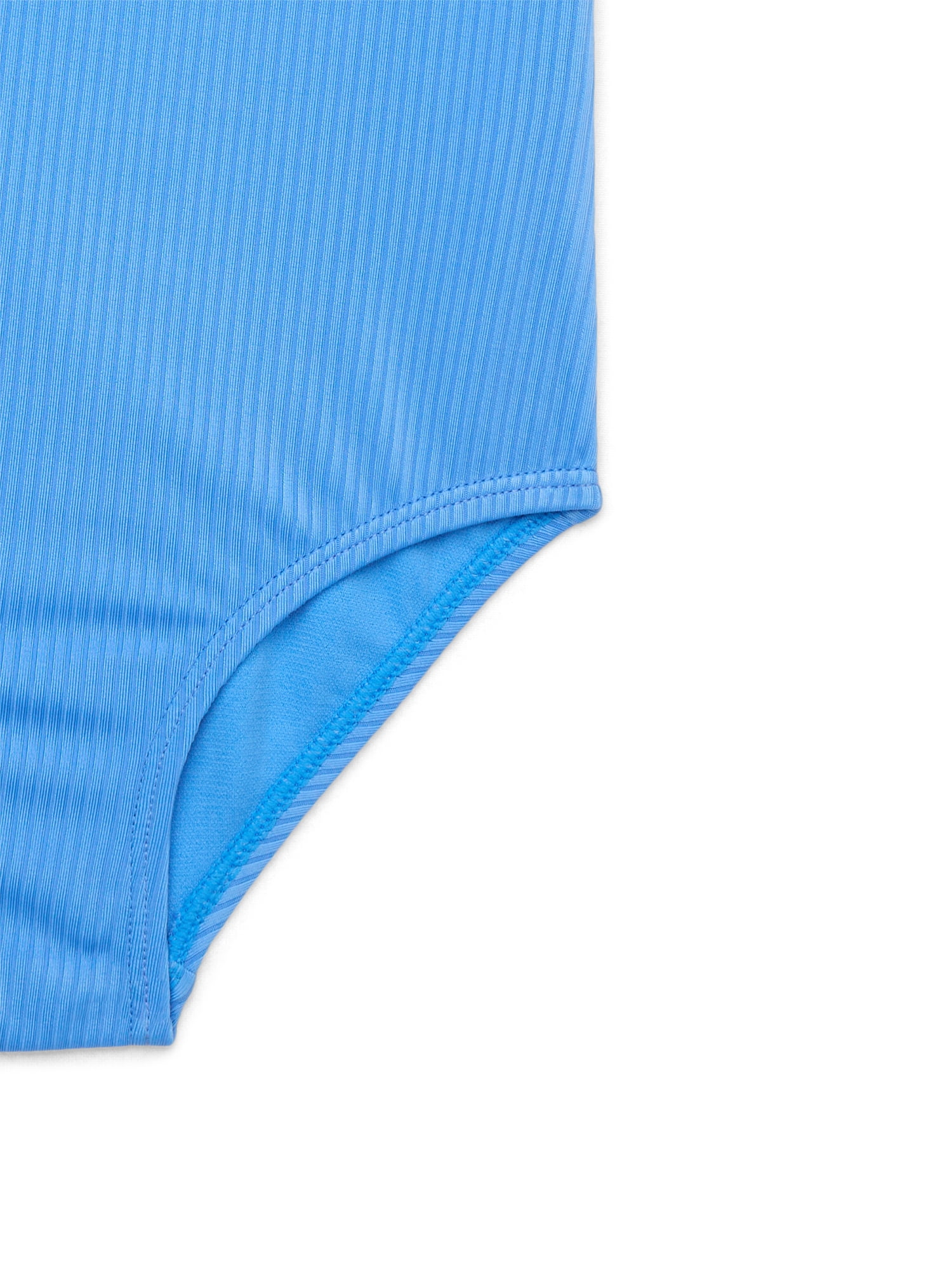 Wonder Nation Girls Ribbed One Shoulder Ruffle One Piece Swimsuit with UPF 50+, Sizes 4-18 & Plus