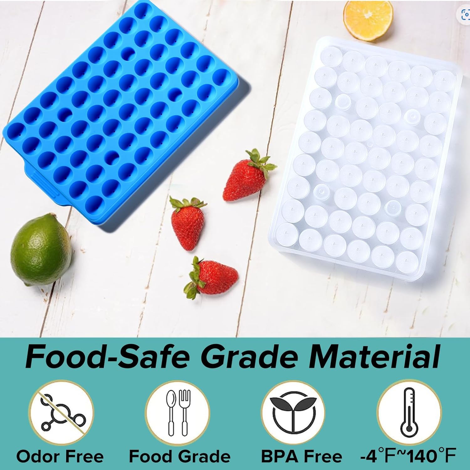 Mini Round Ice Cube Tray with Lid and Bin, 2 pack Silicone Ice Cube Trays for Freezer,Circle Ice Mold,Ice Trays for Freezer Making 100pcs 20mm Sphere Ice Balls Chilling Cocktail Whiskey Coffee
