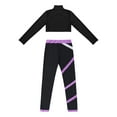 thumbnail image 4 of IEFIEL Girls Sports Suit Jogging Gym Suit Pullover Crop Top + Leggings Pants Set Hood Yoga Fitness Outfit A Lavender 12, 4 of 7