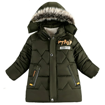 

Cathalem Hooded Boy Children Winter Boy Jacket Coat Hooded Coat Fashion Kids Warm Clothes Jacket Boys Big Boys Heavy Winter Coat Outerwear Green 7 Years