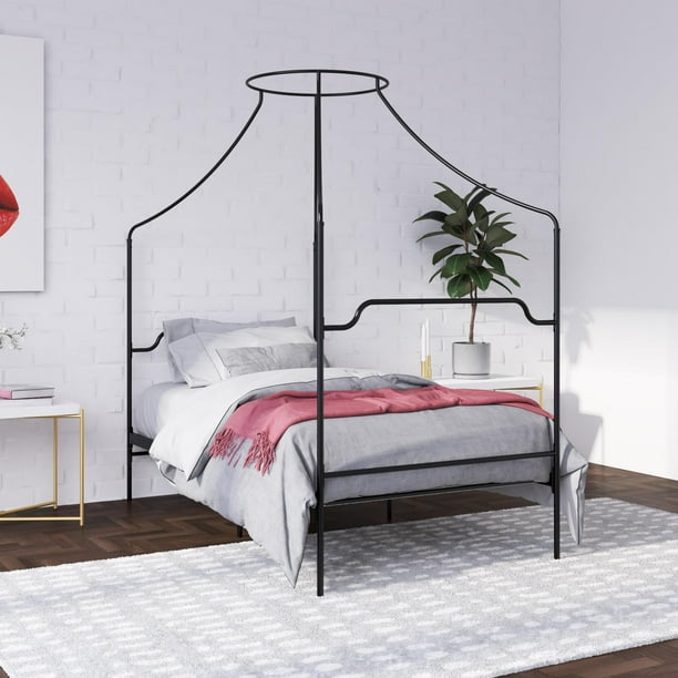 Novogratz Camilla Metal Canopy Bed, Twin Size Frame, Black Walmart