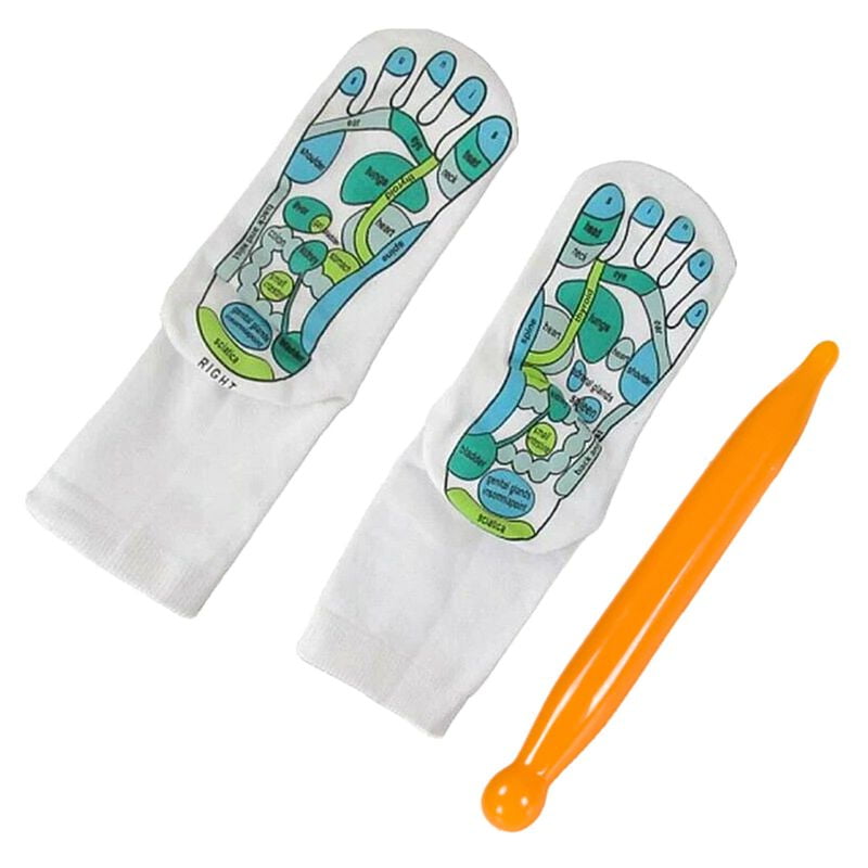 Pwfe Acupressure Socks In English Acupressure Reflexology Socks Massage Relieve Tired Feet Foot Massage Reflection Area Schematic Socks 1 Pair Of Massage Socks With Massage Sticks Walmart Com