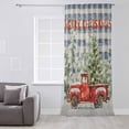 thumbnail image 3 of Blue Plaid Christmas Semi Sheer Curtains Drapes for Living Room, Bedroom, French Doors Window 54 Inches Long, Red Truck Xmas Tree Snowflake Rod Pocket Chiffon Curtain Drapery Voile Draperies Panel, 3 of 6