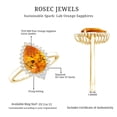 thumbnail image 5 of Pear Shaped Lab Grown Orange Sapphire Cocktail Ring with Diamond Halo - AAAA Grade, 18K Yellow Gold, US 7.50, 5 of 8