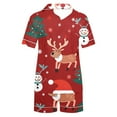 thumbnail image 4 of Cavosen Christmas 2 Piece Plus Size Pajamas for Women Set Lapel and Elastic Waist Pants Breathable Sleepwear Snowman Printed Warm Cute, 4 of 5