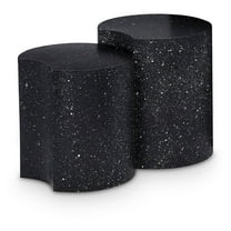 Meridian Furniture Dimple 2 Piece Black Terrazzo Pattern Iron Metal End Table