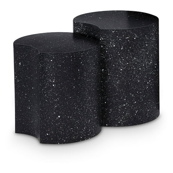 Meridian Furniture Dimple 2 Piece Black Terrazzo Pattern Iron Metal End Table