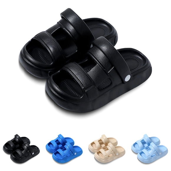GPOECD Pantoufles Filles Été Nœud Enfants Légères Confortables Chaussures pour Filles à Enfiler Sandales Intérieur Extérieur Motif Mignon Chaussures d'Été Enfants 4-12a Noir,7-8 Ans