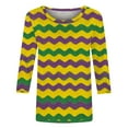 thumbnail image 4 of Gamivast Womens Mardi Gras Sweatshirts Striped 3/4 Sleeve Crewneck Pullover Relaxed Fitted Tunic Tee Tops Holiday Carnival Party Outfits 2026, 4 of 6