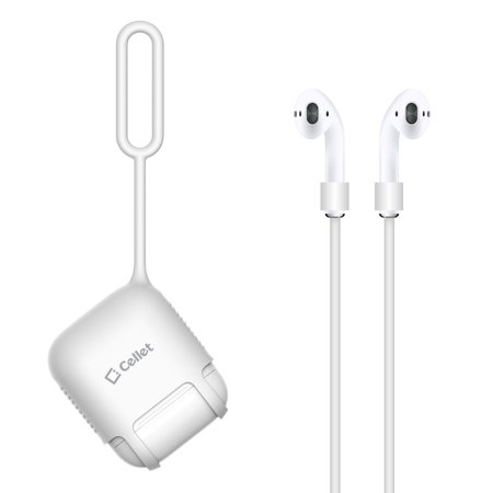 AirPods Case  Protective Silicone Case Cover for AirPods (AirPods Strap Included) by Cellet - White