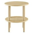 thumbnail image 2 of Modway Torus Round Wood Side Table with Lower Rattan Shelf in Oak, 2 of 3