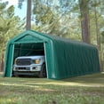thumbnail image 3 of 11 x 24 x 8.4 FT Green Outdoor Portable Storage Shed, Steel Peak Style Canopy Carport, All-Weather Agricultural Outdoor Storage Shelter Tent, 3 of 10
