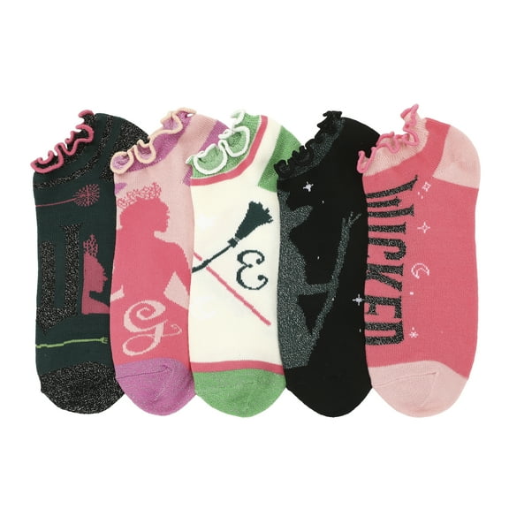 Wicked Elphaba & Glinda Icons Women's 5-Pair Ankle Socks-OSFA