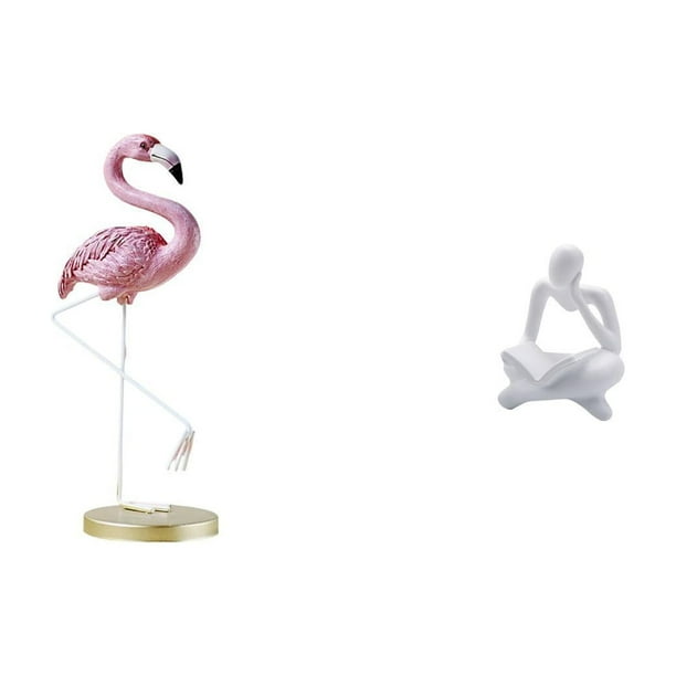 Estatua De Resina De Flamenco, Escultura De Pensador Abstracto, Decoración Para El Hogar, Arte Moderno, Figura De Jardín, Soporte De Metal, Mesa, Sala De Estar, Estante, Oficina, Librería