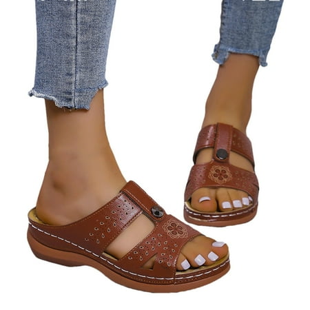 

Womens Wedge Flip Flops Sandals with Arch Support Summer Comfortable Platform Bohemia Flat Shoes Massage Function Casual Thong Sandal