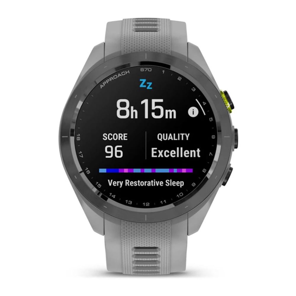 Garmin 010-02746-01 Approach S70 42 mm Premium GPS Golf Watch, Powder Grey Band Bundle with Deco Essentials Charging Dock, 3x Silicone Dust Cover and USB Type C Charging and Sync Cable