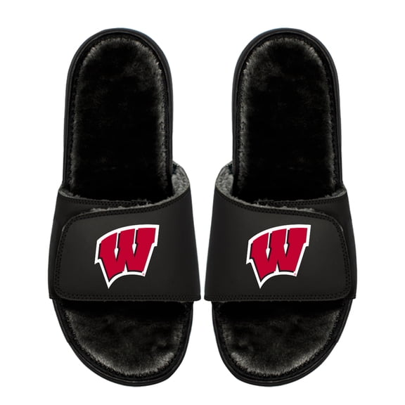 Youth ISlide  Wisconsin Badgers Logo Fur Slide Sandals