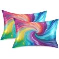 thumbnail image 2 of GZHJMY Satin Pillowcase for Hair and Skin Breathable Slip-Cool, Wrinkle-Resistant Soft and Smooth 20x26In Single Side Envelope Opening Without Zipper Rainbow Circle, 2 of 7