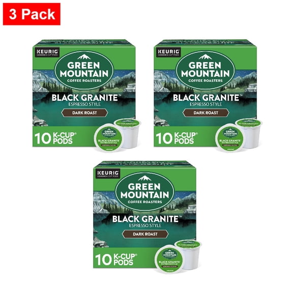 Green Mountain Coffee Roasters Black Granite Espresso Style Dark Roast K-Cup Pods 10 ct - 3 Pack