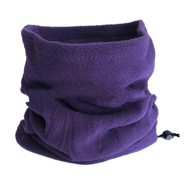 Calentador de cuello de polar grueso y suave de color sólido para exteriores, unisex, para invierno, color morado