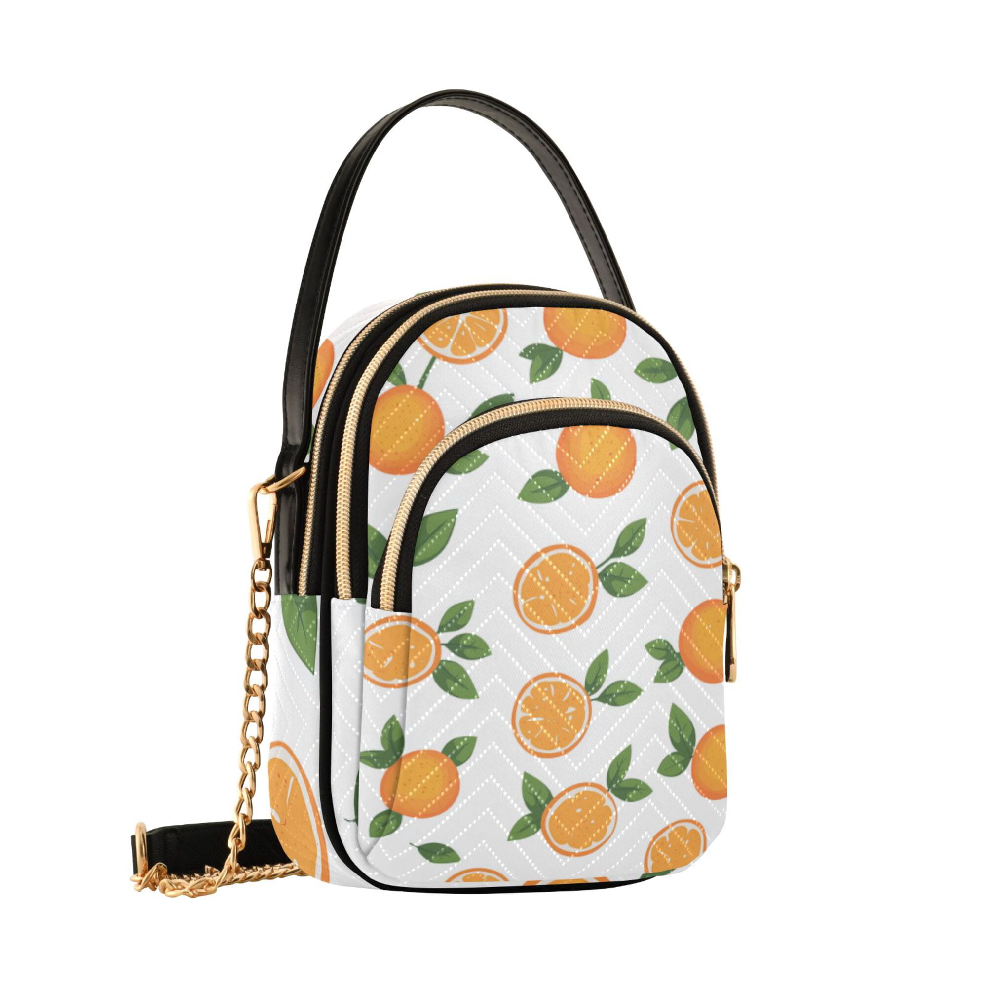 FORMRS Crossbody Bag for Women Quilted Travel Shoulder Cell Phone Purse with Chain Strap Handbag, Orange