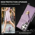 thumbnail image 3 of Cutyskin Case for Samsung S24 Ultra, Luxury Metal Buckle Back Folio Cover [Crossbody & Shoulder Strap][Credit Card Holder][Fashion Design] Shockproof Phone Case for Samsung Galaxy S24 Ultra, Purple, 3 of 8
