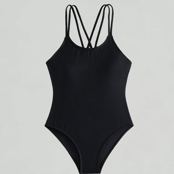 Xijirk Girls' Solid One-Piece Swimsuit Crisscross Strappy Back for Beach & Pool,16 Years