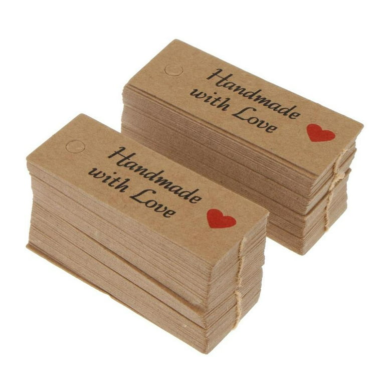 WAGA 100 PCS Handmade with Love Kraft Paper Gift Tags DIY Art Kraft Tags  Party Favor Thanksgiving Party DIY Wrapping Q9A0 