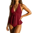 thumbnail image 2 of Women's Tankini Swimsuits Textured Flowy Halter Bikini Set Tummy Control Modest Bathing Suits, 2 of 7