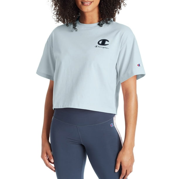 white cropped champion shirt