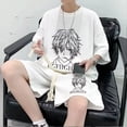 thumbnail image 3 of Traje de verano con estampado de gofres para hombre y mujer, ropa deportiva de marca, camiseta holgada de manga corta, pantalones cortos deportivos, conjunto de 2 piezas, 3 of 5