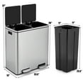 thumbnail image 2 of Gymax 16 Gallon Dual Step Trash Can Recycling Stainless Steel Double Bucket Pedal Bin, 2 of 10
