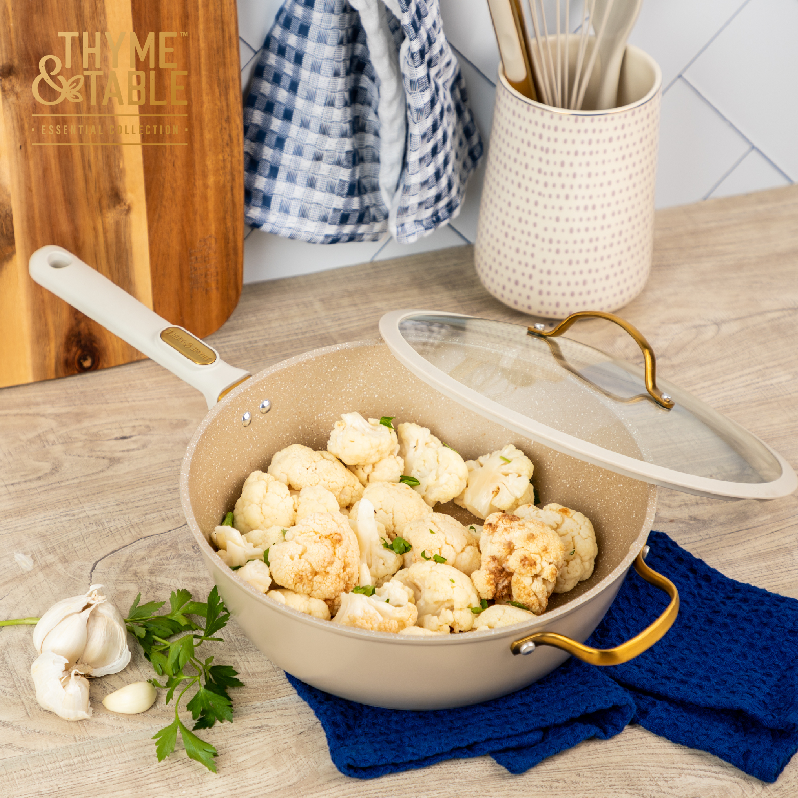 Thyme & Table 5-Quart Granite Non-Stick Saute Pan with Lid photo 6