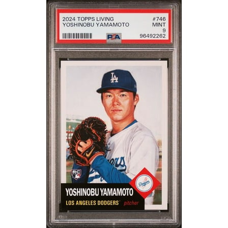 Yoshinobu Yamamoto Dodgers 2024 Topps Living Rookie Card #746 PSA 9 Mint